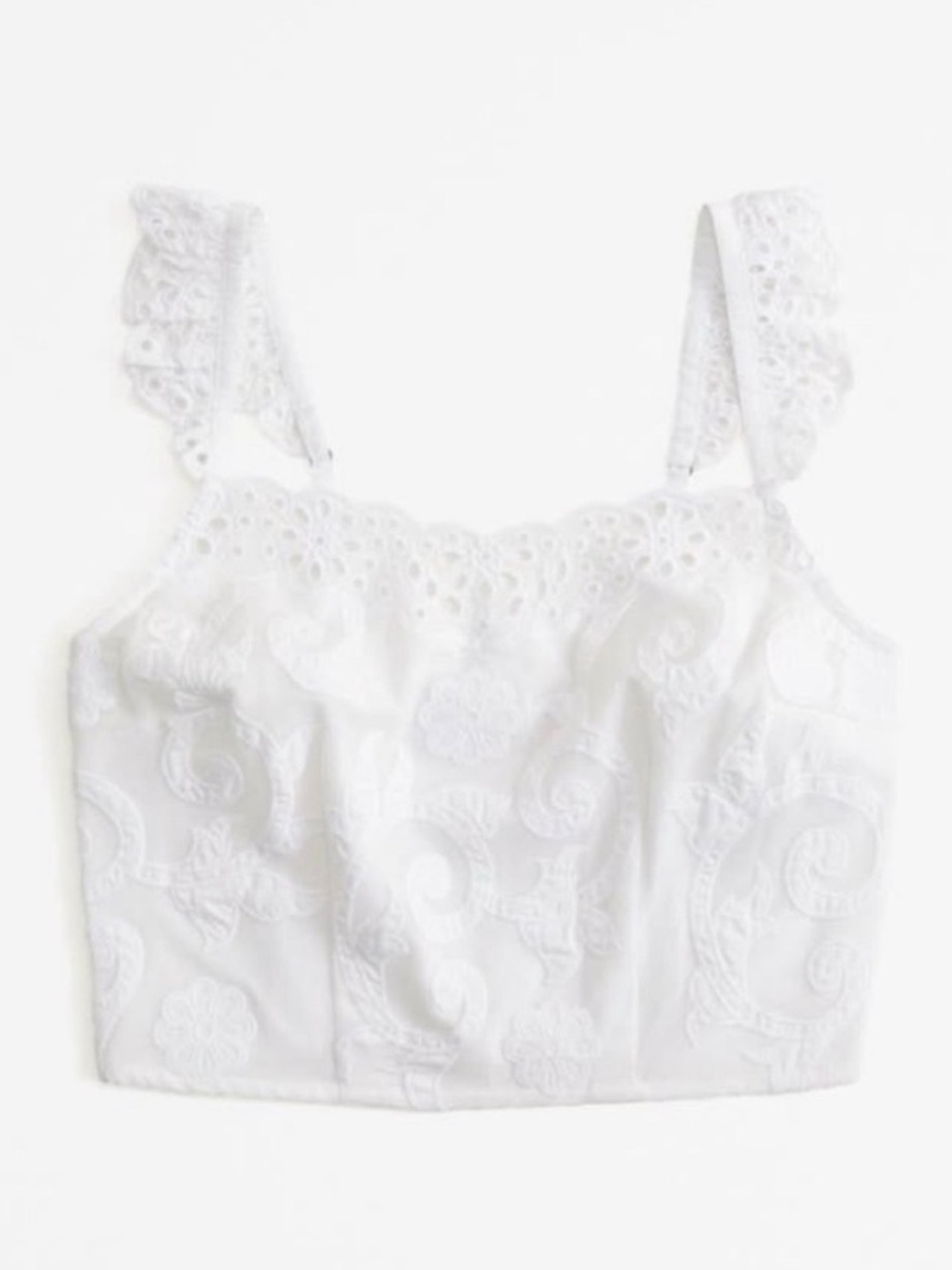 Abercrombie White Eyelet Cropped Tank Top Large